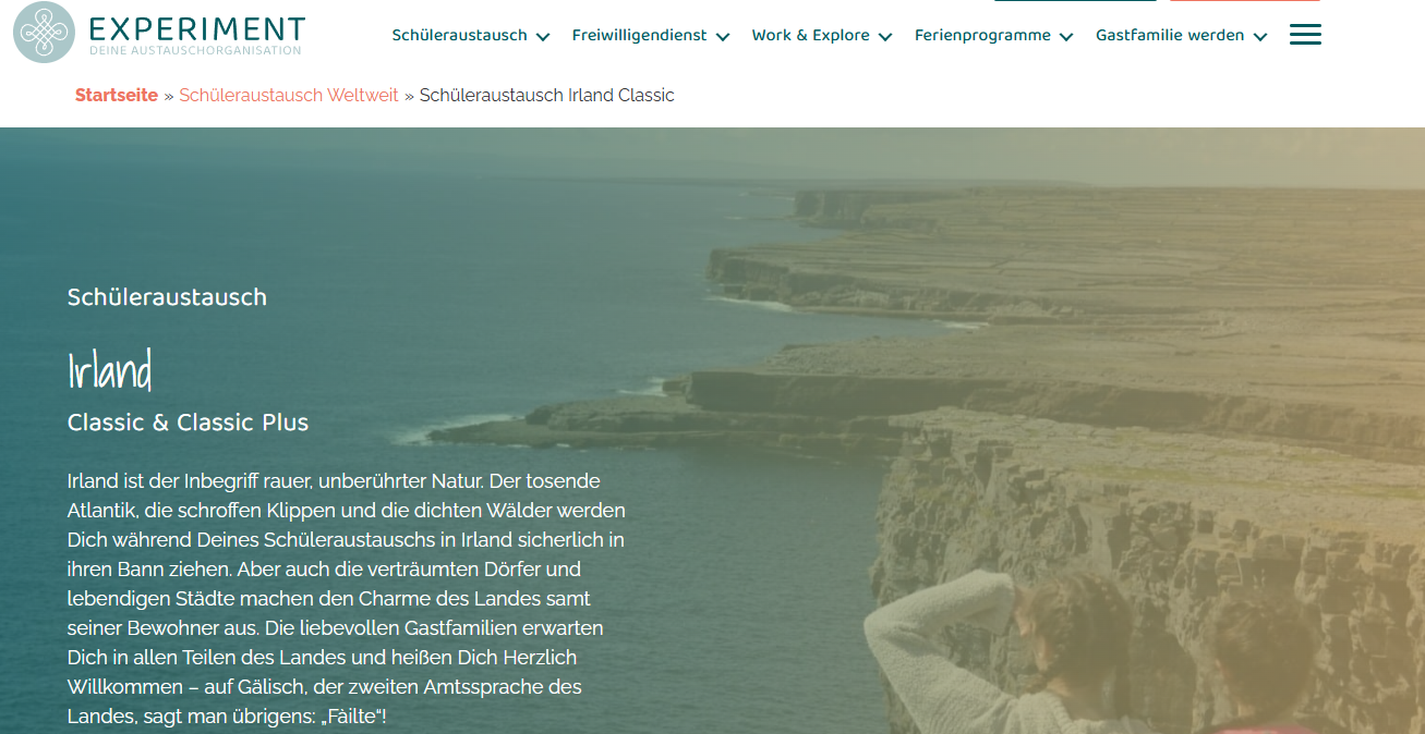 Experiment e.V. - Beste Organisation für interkulturelle Freiwilligendienste für Schüler in Irland