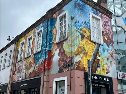 künstlerisches Bild an einer Gebäudewand