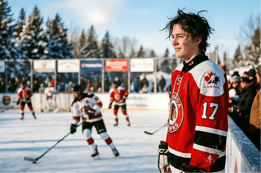 Schüler Kanada Eishockey Spielfeld