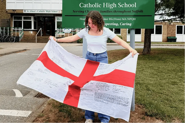 Schülerin England Flagge Schule