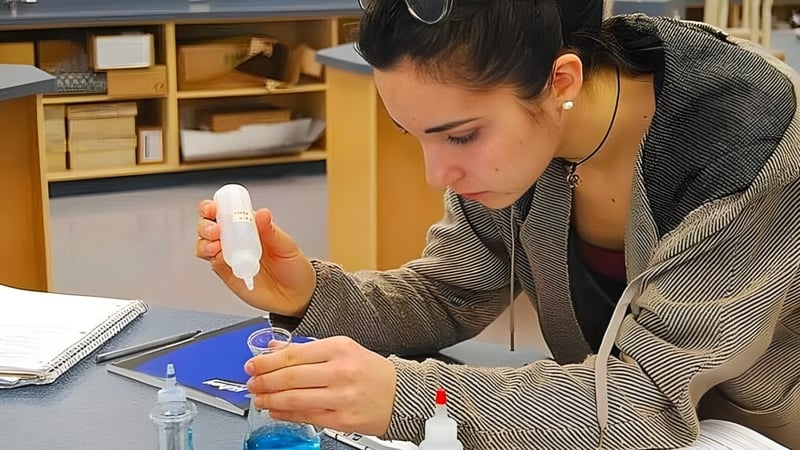 Ein Schüler der Byrne Creek School konzentriert sich auf ein kleines Objekt in seinen Händen im Klassenraum.