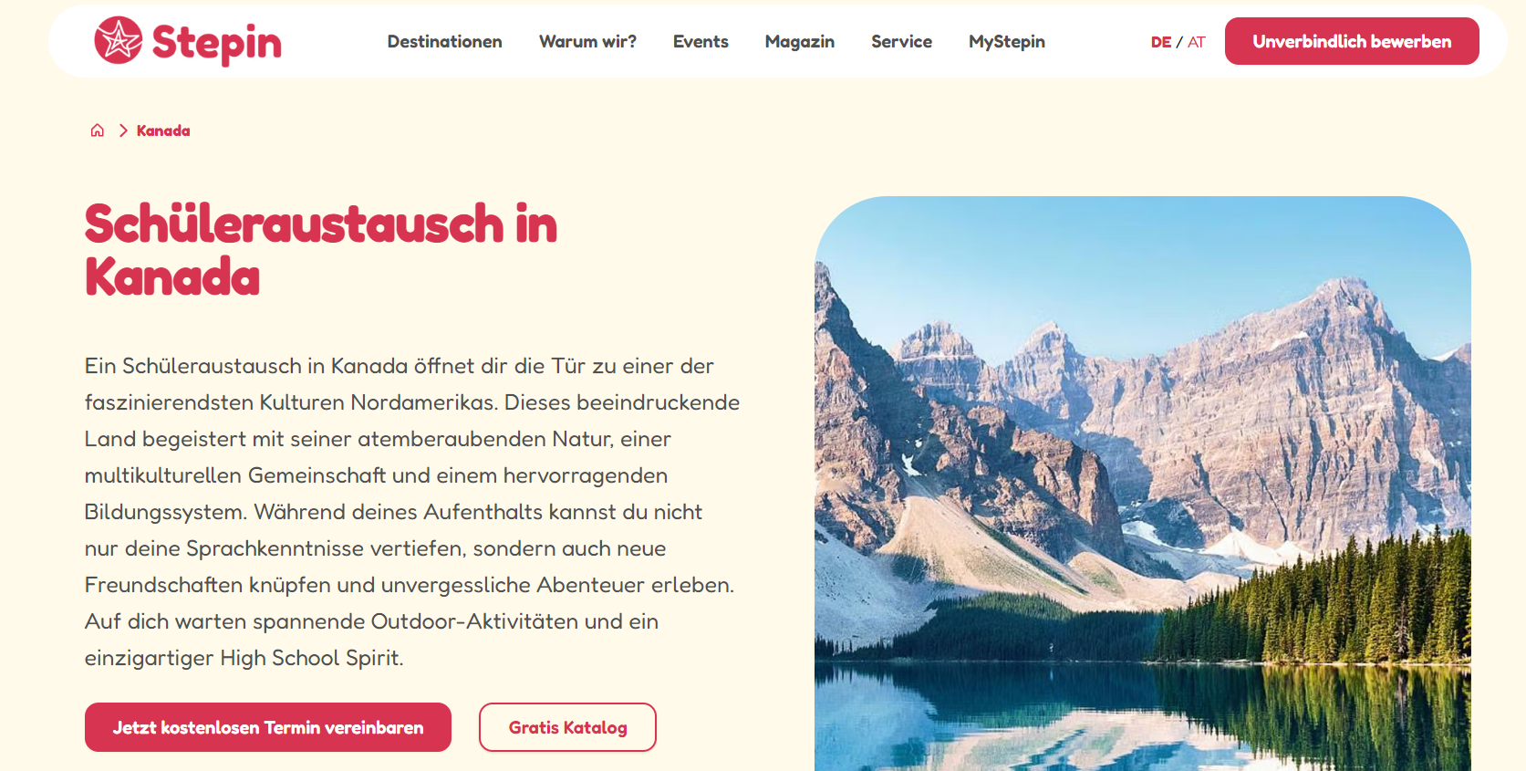 Stepin GmbH - Beste Organisation für High School mit Outdoor- und Naturfokus in Kanada
