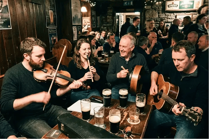 vier Musiker Irland Bar