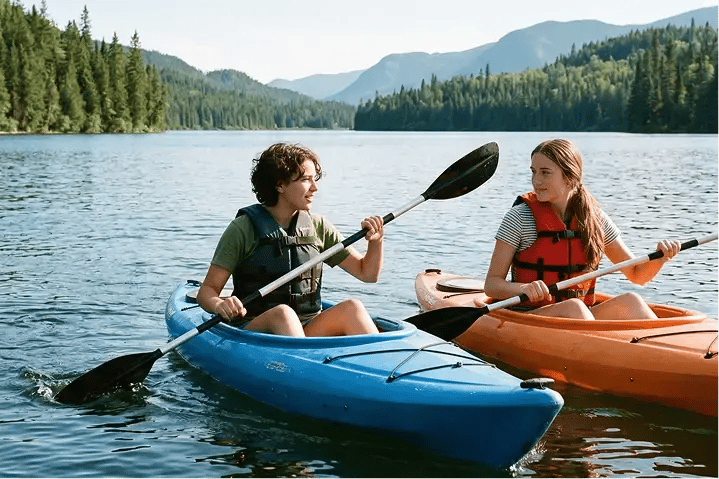 zwei Schülerinnen Kayak